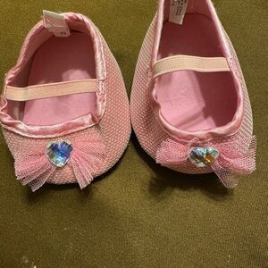 Build A Bear Clothing Accessories - Pink Shimmery Shoes w/heels and heart gem